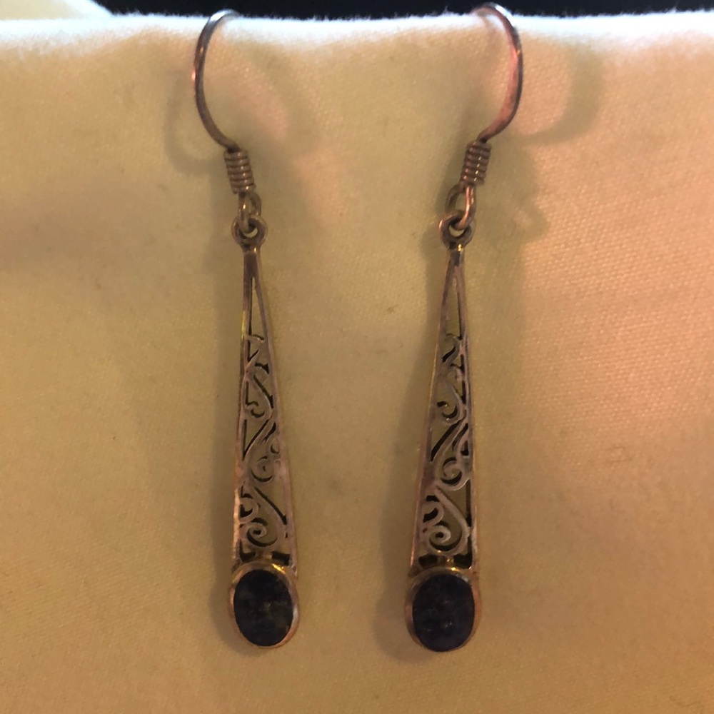 Blue stones in pure silver earrings